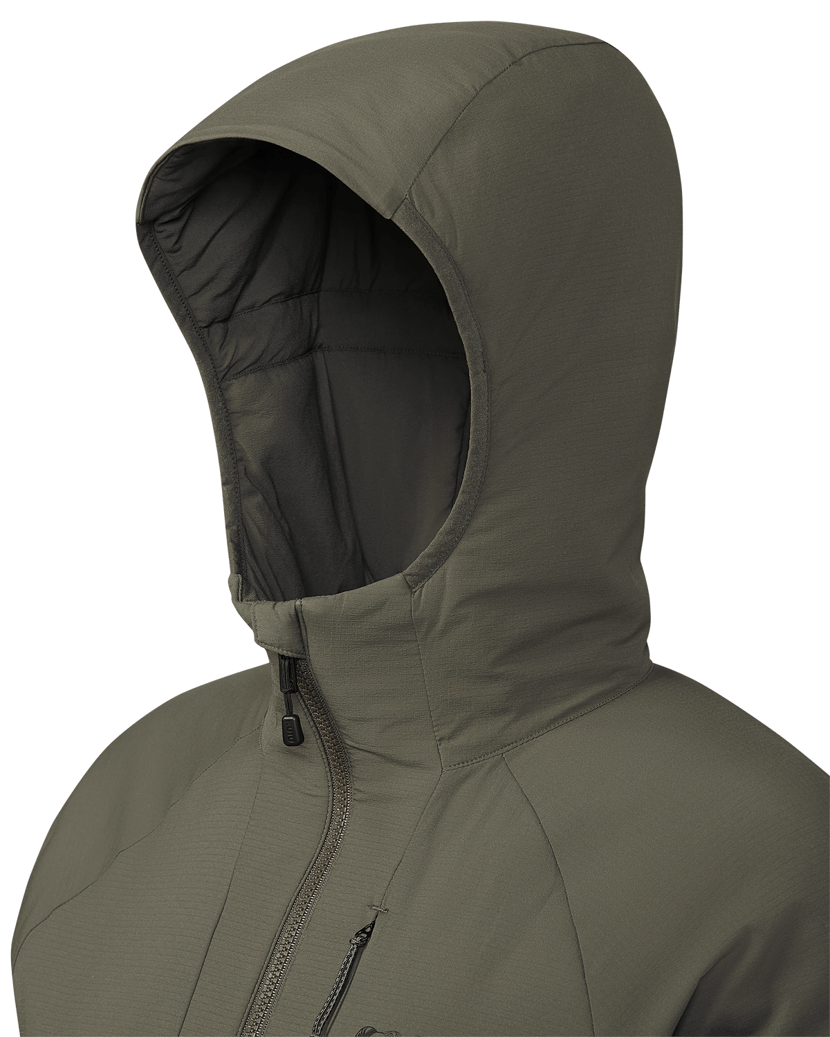 Hood detail on Women's Kenai Hooded Jacket in Ash Brown