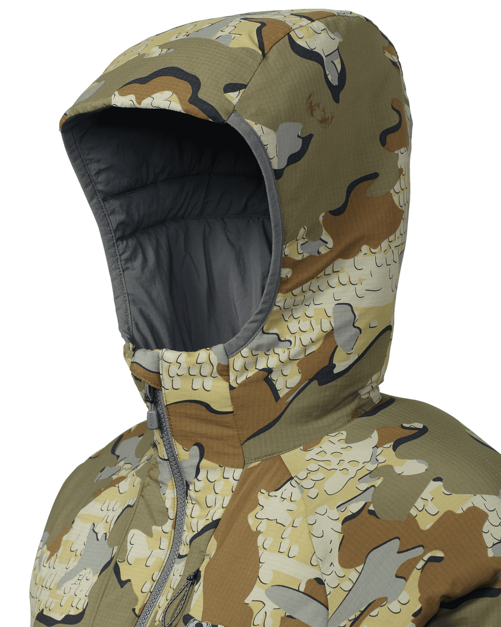 Hood detail on Women's Kenai Hooded Jacket in Valo Camouflage