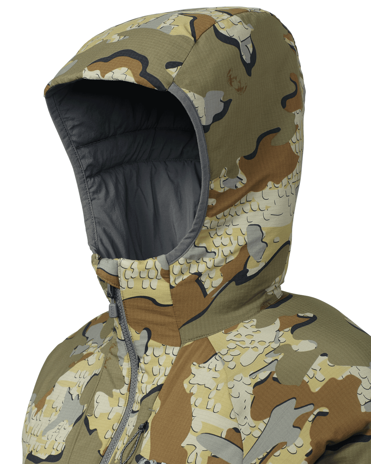 Hood detail on Women's Kenai Hooded Jacket in Valo Camouflage