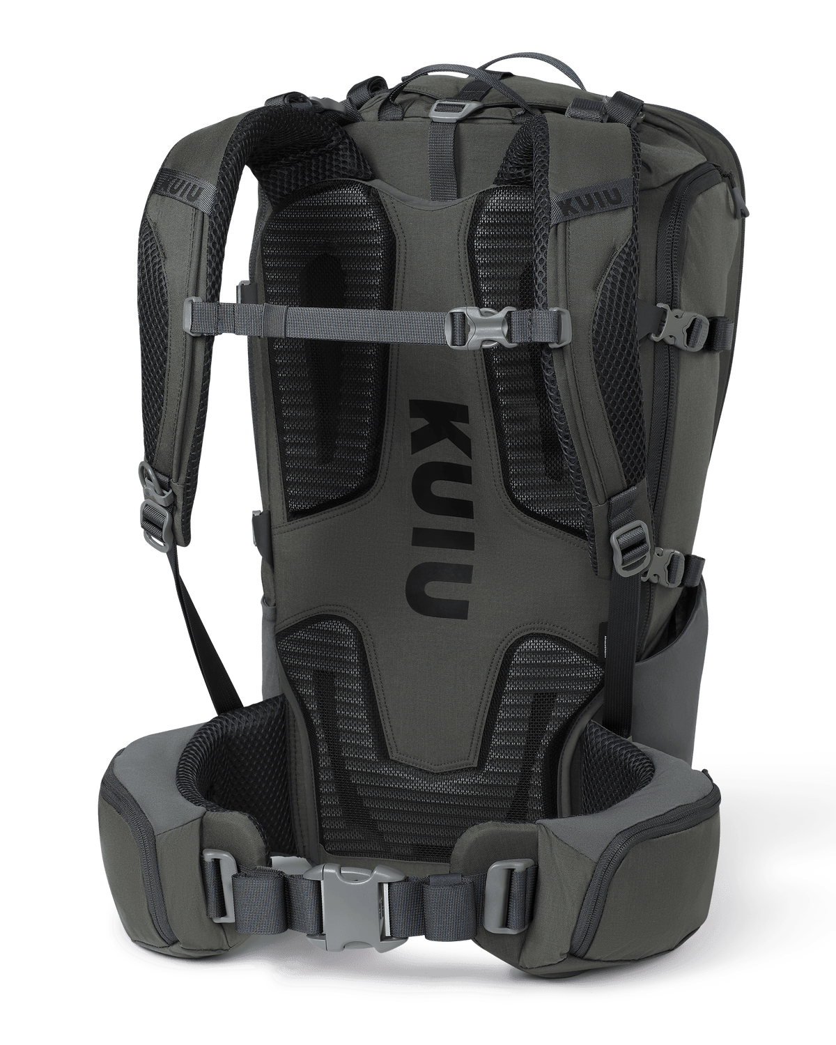 Back of Venture Divide 3000 in Gunmetal Grey with removeable hip belt