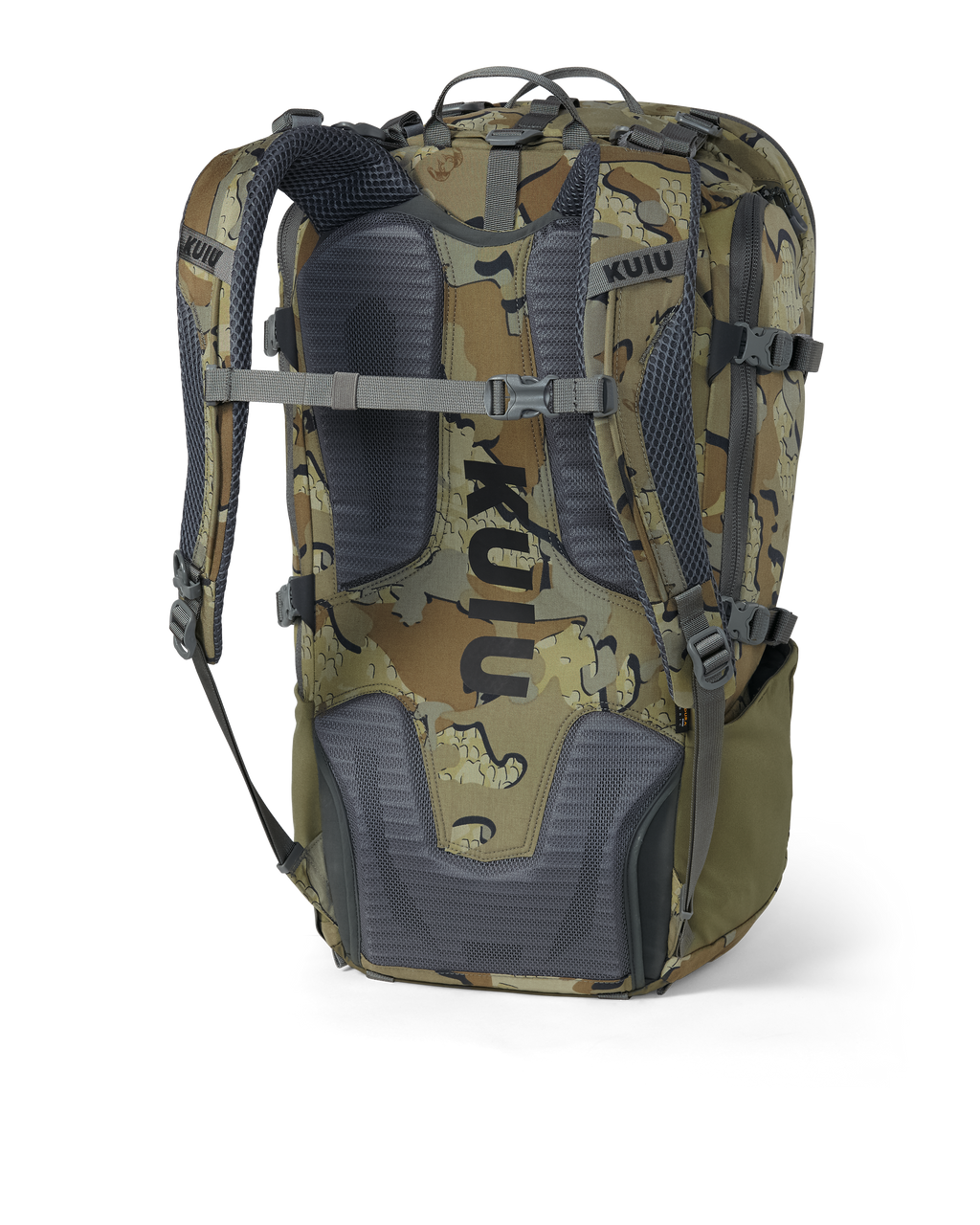 Back of Venture Divide 3000 in Valo Camouflage with no hip belt