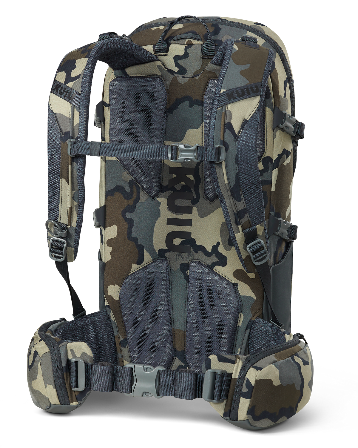 Back of Ranger 2200 with removable waist belt in Vias Camouflage