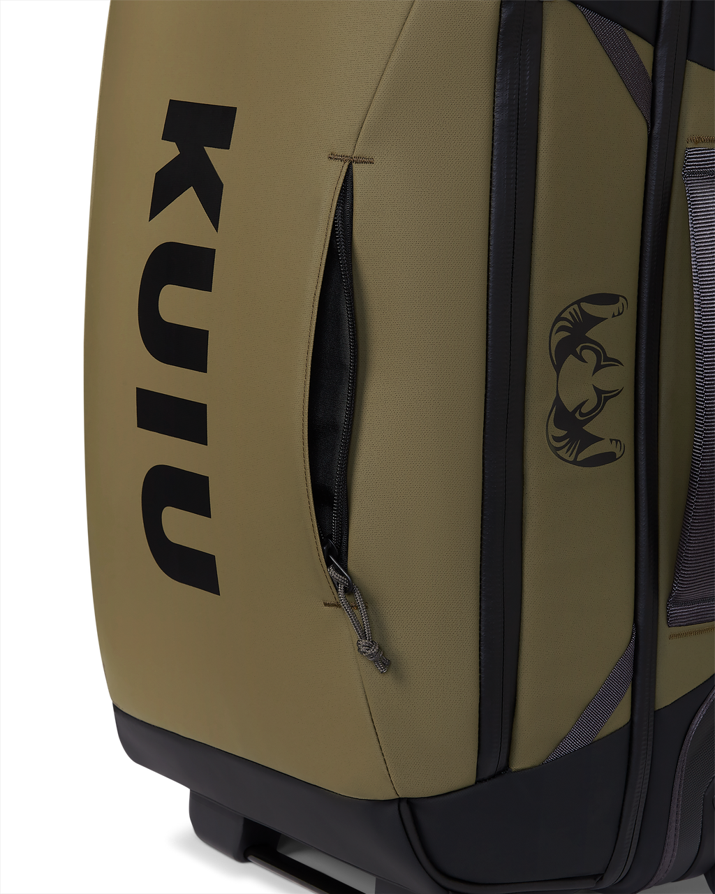 Front zippered pocket on the Waypoint 3000 Roller Travel Bag in Bourbon Brown