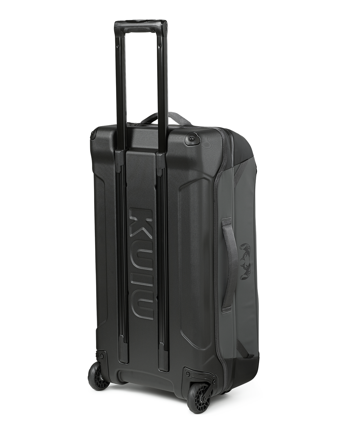 Back side, angled view of the Waypoint 4500 Roller Travel Bag in Gunmetal Grey