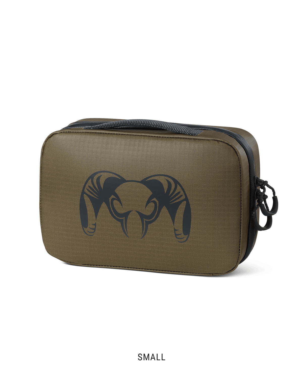 Back of small Waypoint Dopp Kit in Bourbon Brown