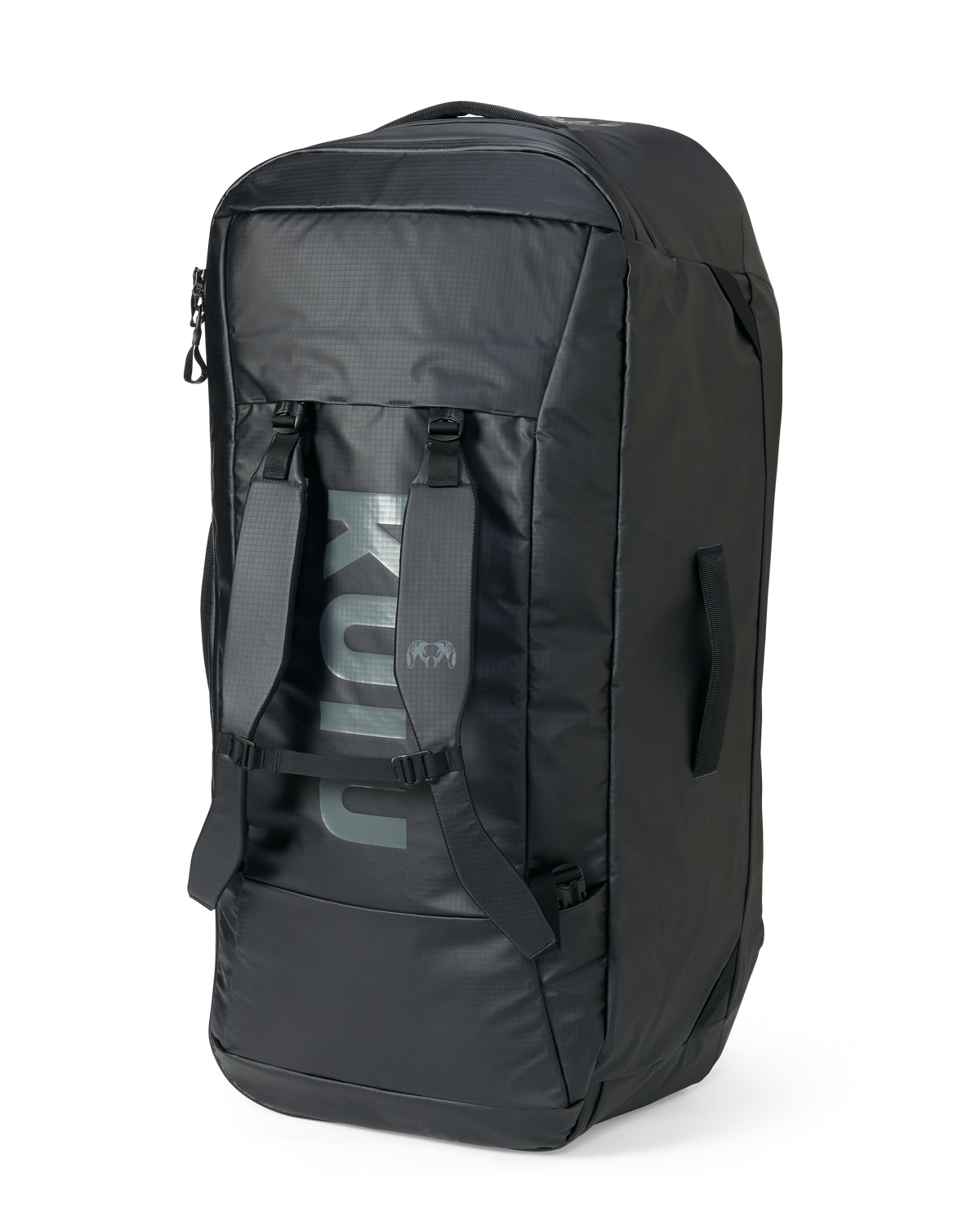 Upright view of Waypoint 10400 Duffel in Black showing backpack straps