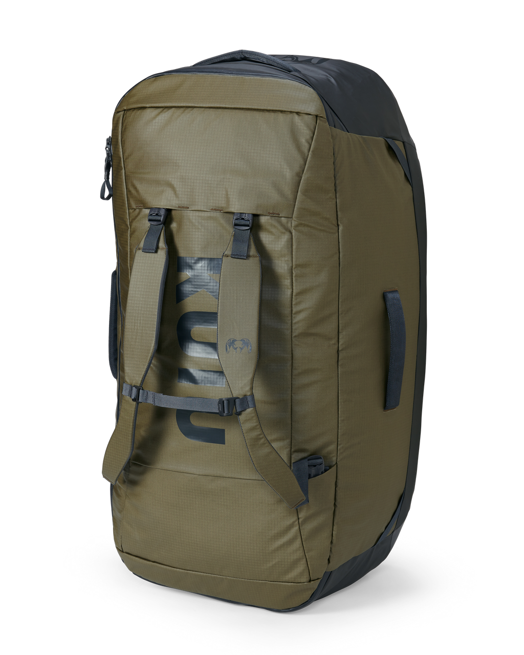 Upright view of Waypoint 10400 Duffel in Bourbon Brown showing removable backpack straps