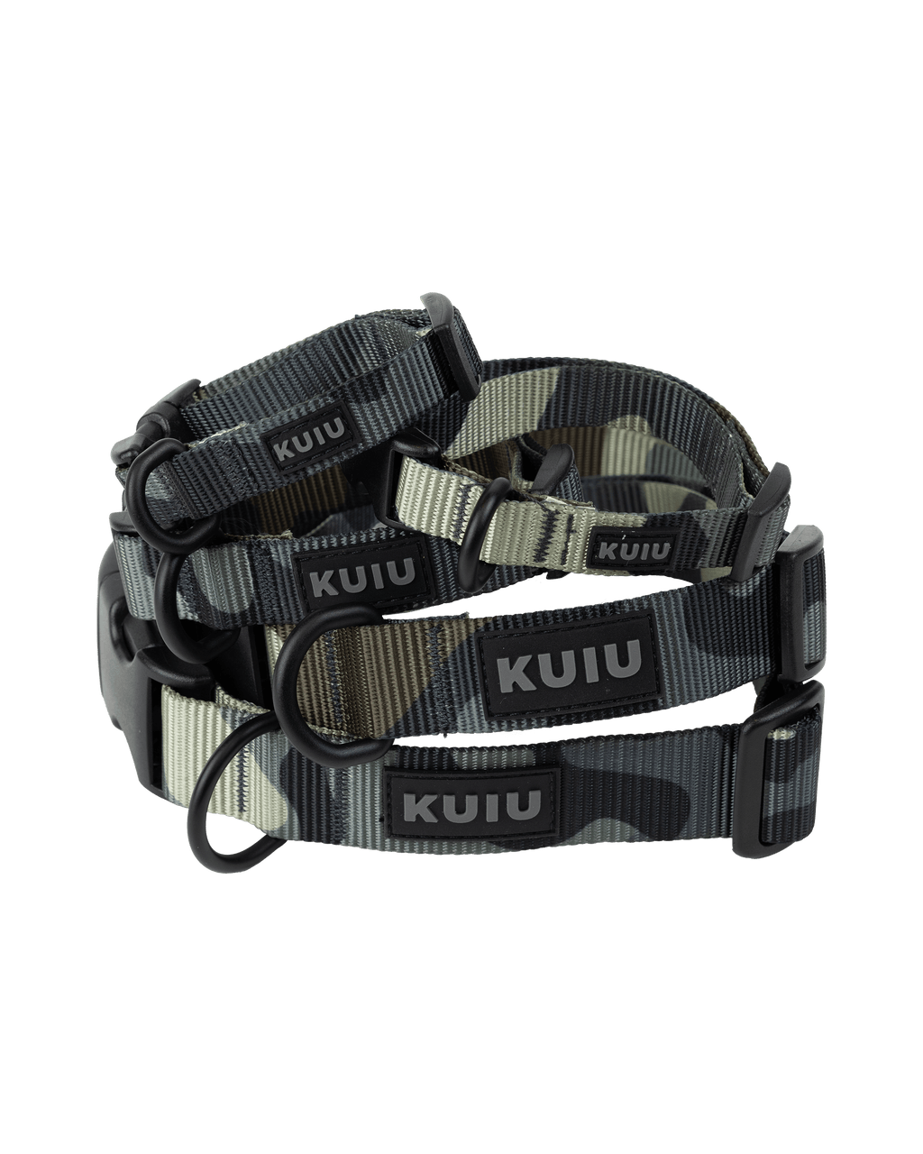 Camo Webbing Dog Collar in Vias Camouflage in 5 different sizes; Extra Small, Small, Medium, Large and Extra Large 