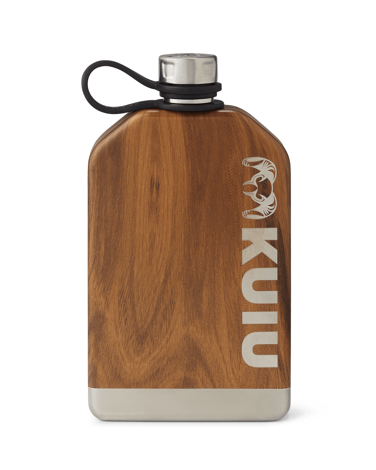 Front of KUIU 8 oz Flask in Wood Brown
