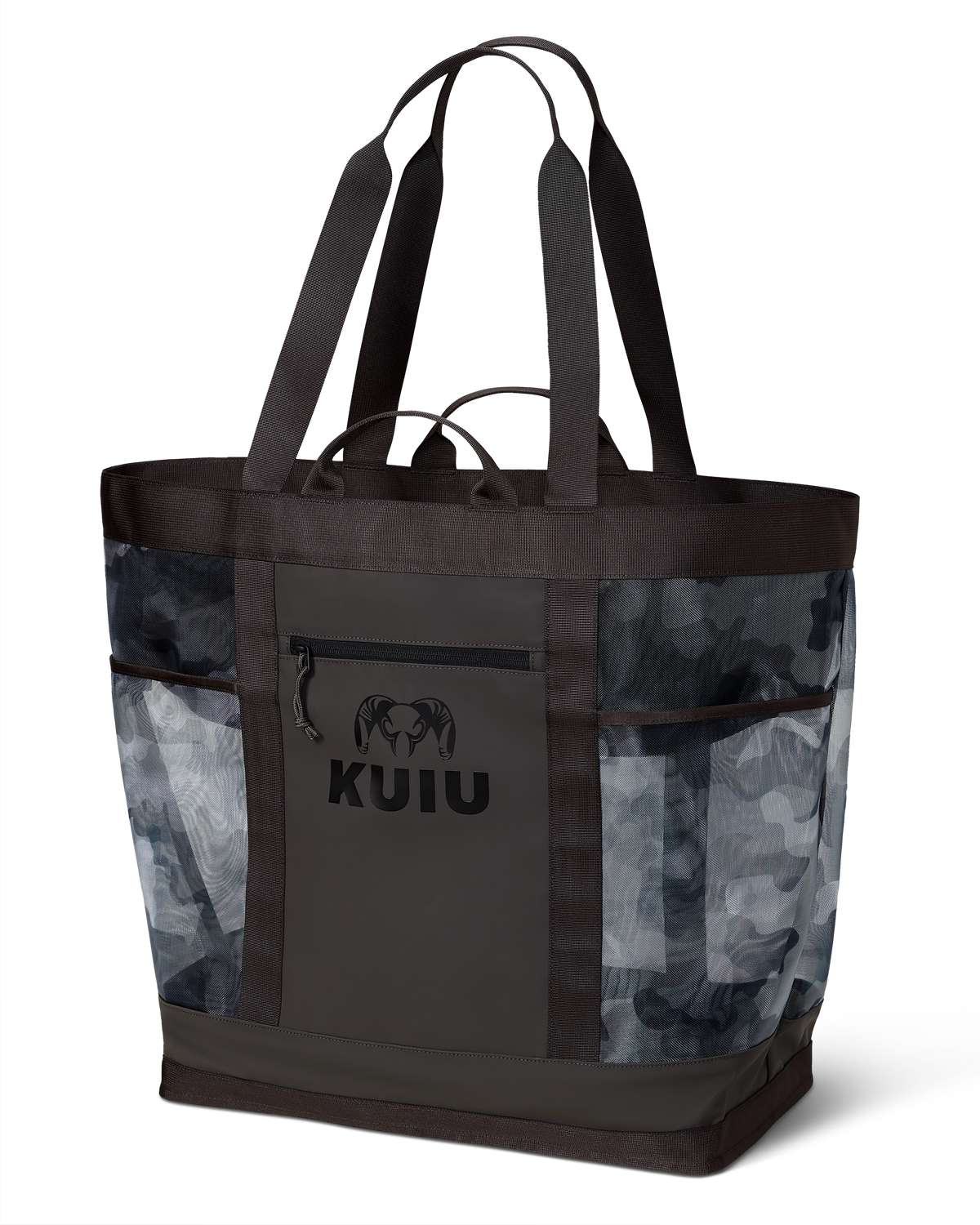 Front of KUIU 3500 Mesh Tote Bag in Vias Storm Camouflage