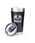 Front of KUIU 20 Ounce Tumbler in Black with slider lid off