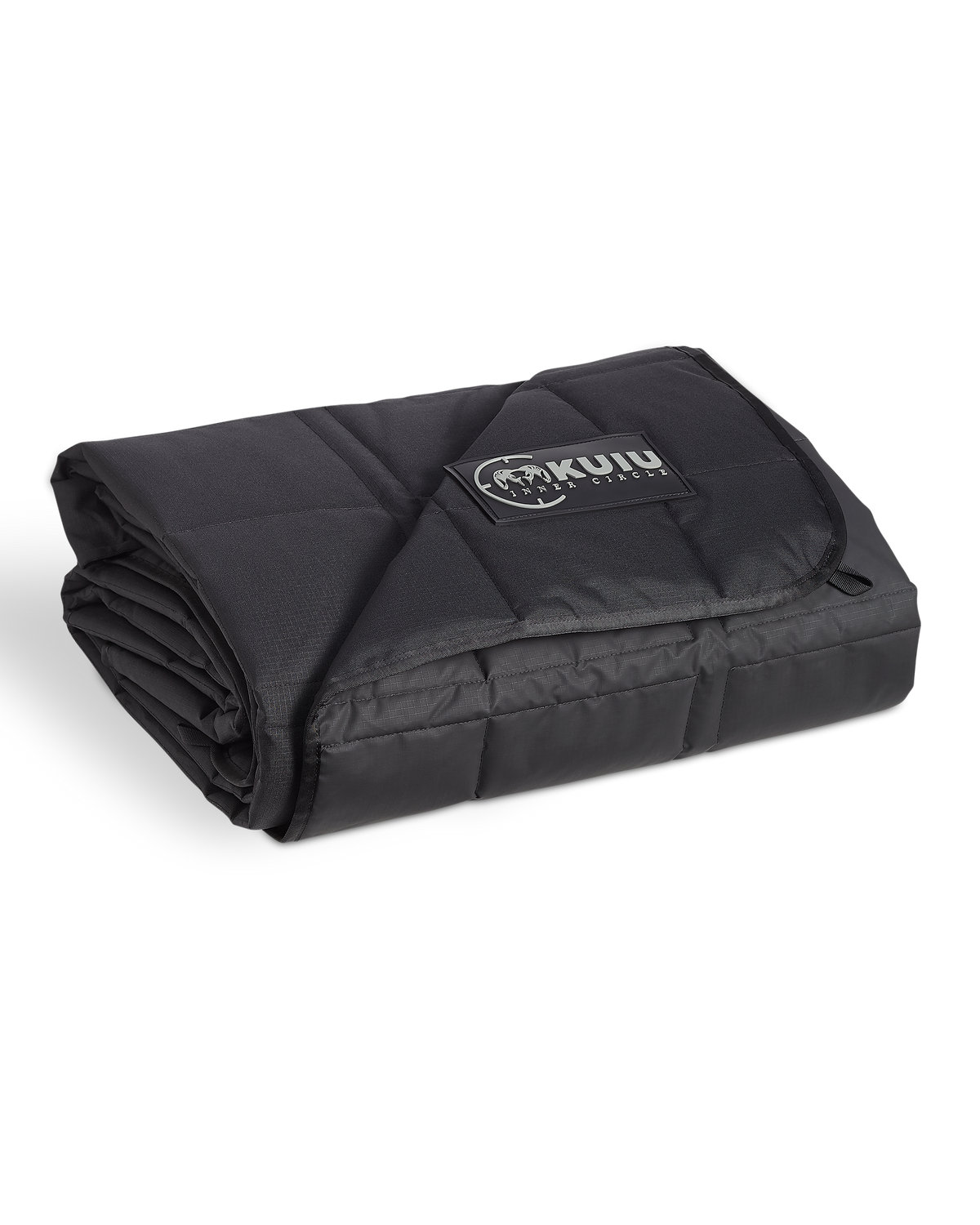Inner Circle Distance AT Blanket in Black, shown folded with a KUIU sewn-in label.