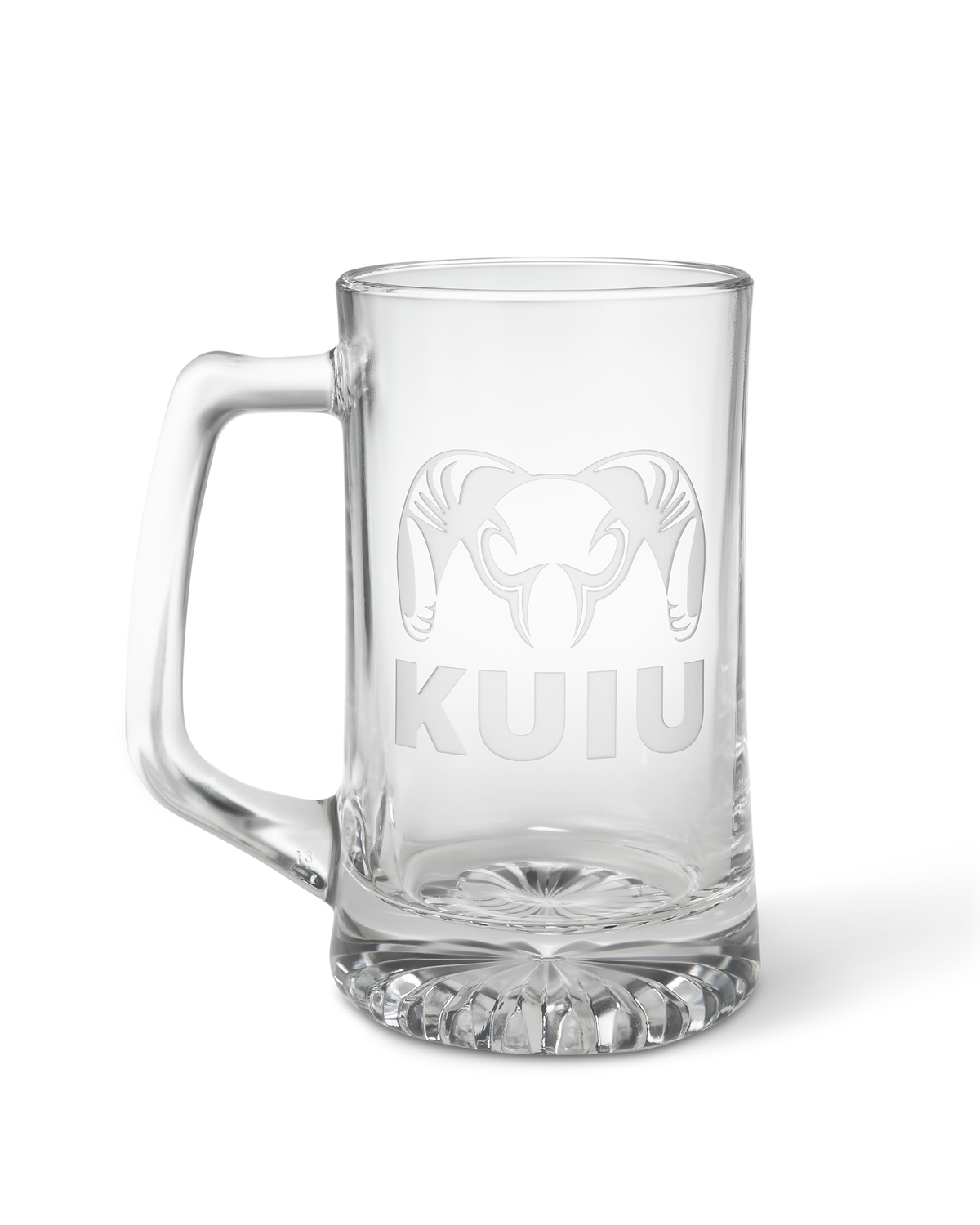 Front of KUIU Engraved Beer Mug in Clear Glass
