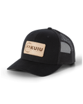 Front of Inner Circle Leather Patch Hat in Black