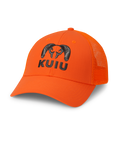Front of PRO Mesh Back CORDURA® Hat in Blaze Orange with Black embroidered KUIU Logo