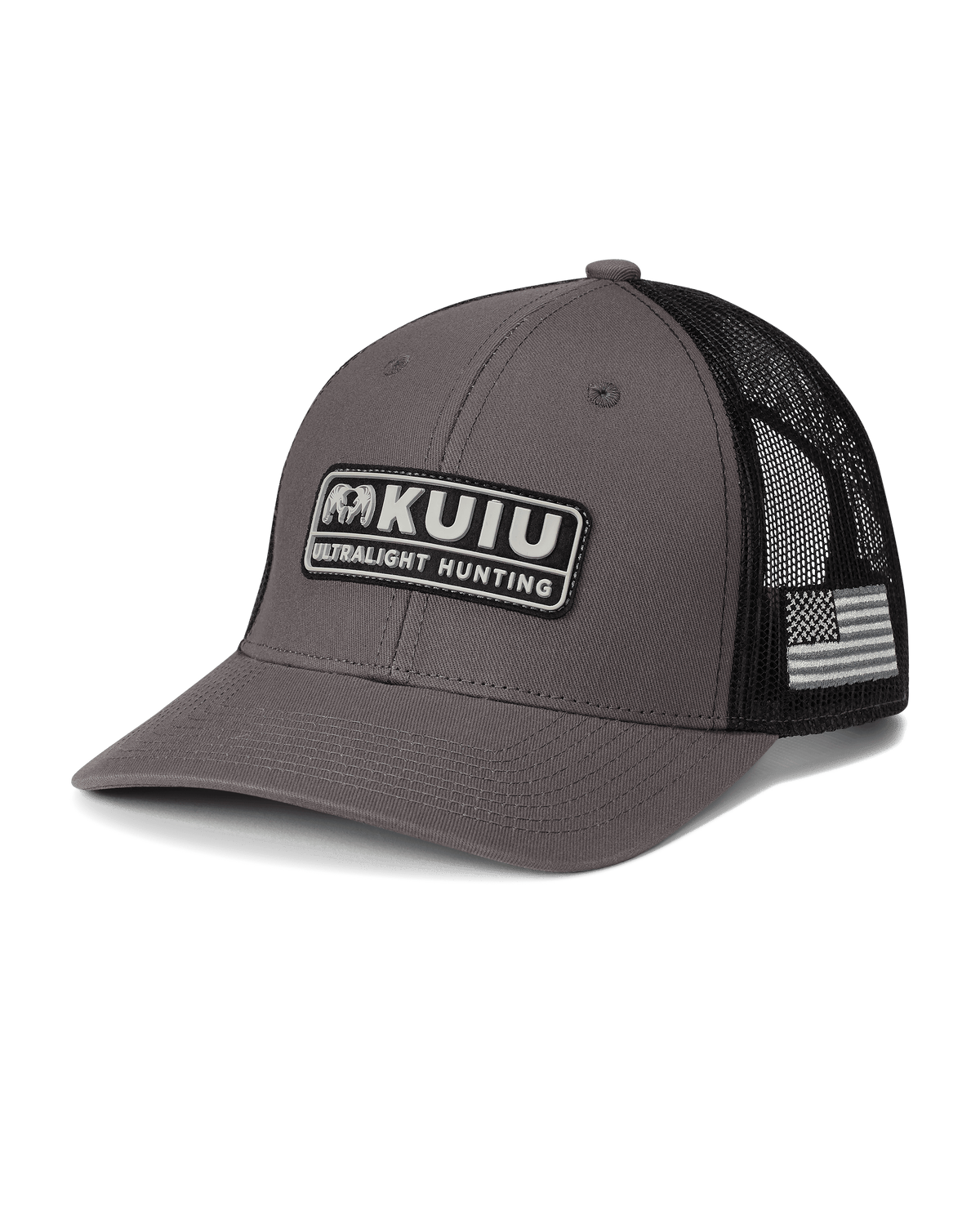 Front of KUIU Ultralight Hunting Patch Hat in Charcoal Grey