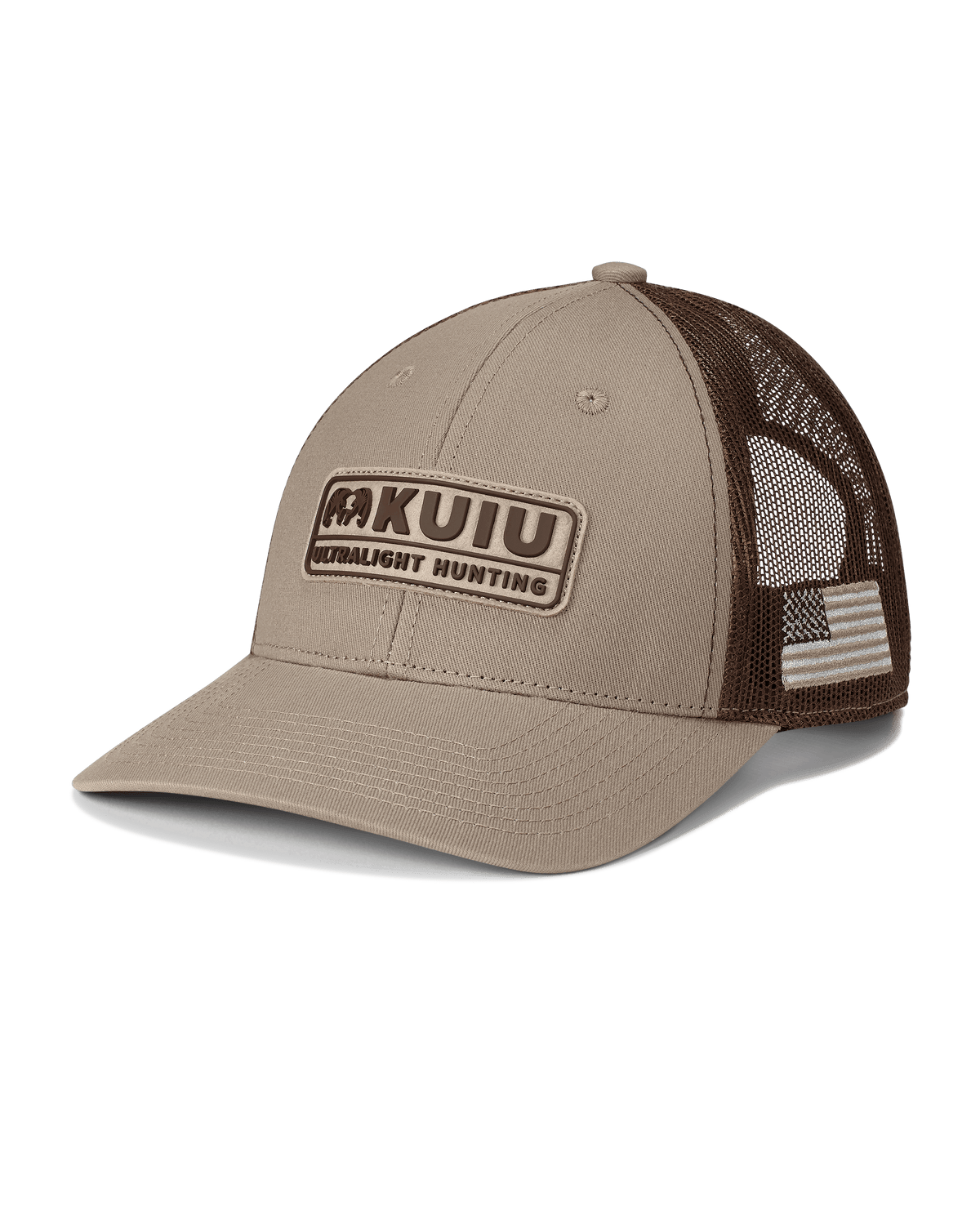 Front of KUIU Ultralight Hunting Patch Hat in Khaki