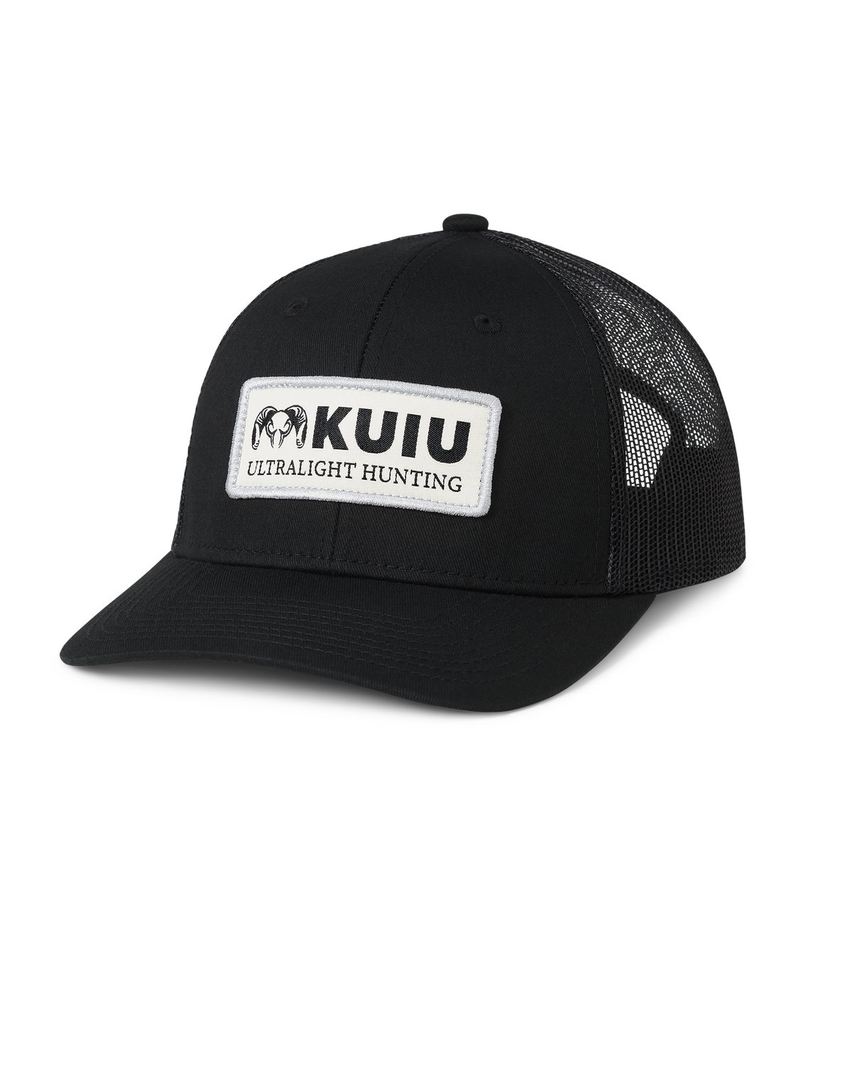 Front of KUIU Woven Logo Patch Hat in Black