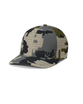 Front of Youth Pro Airmesh Flexfit Hat in Verde Camouflage