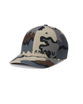 Front of Youth Pro Airmesh Flexfit Hat in Vias Camouflage