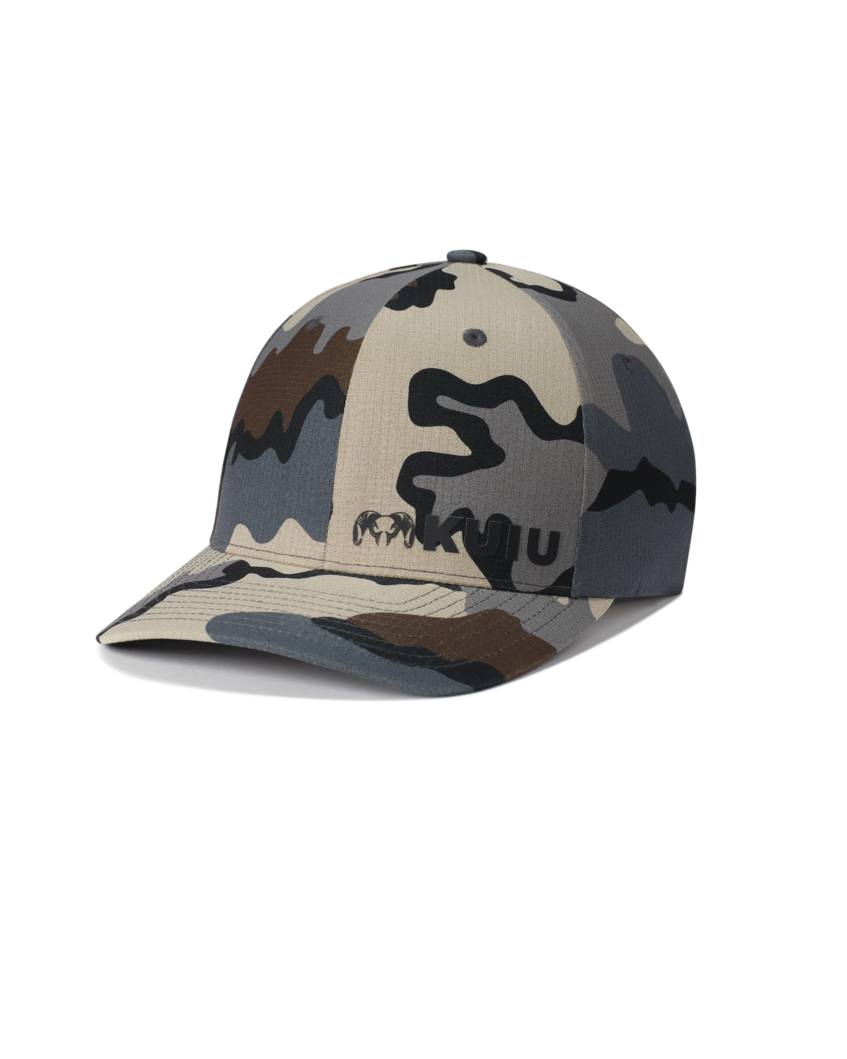 Front of Youth Pro Airmesh Flexfit Hat in Vias Camouflage
