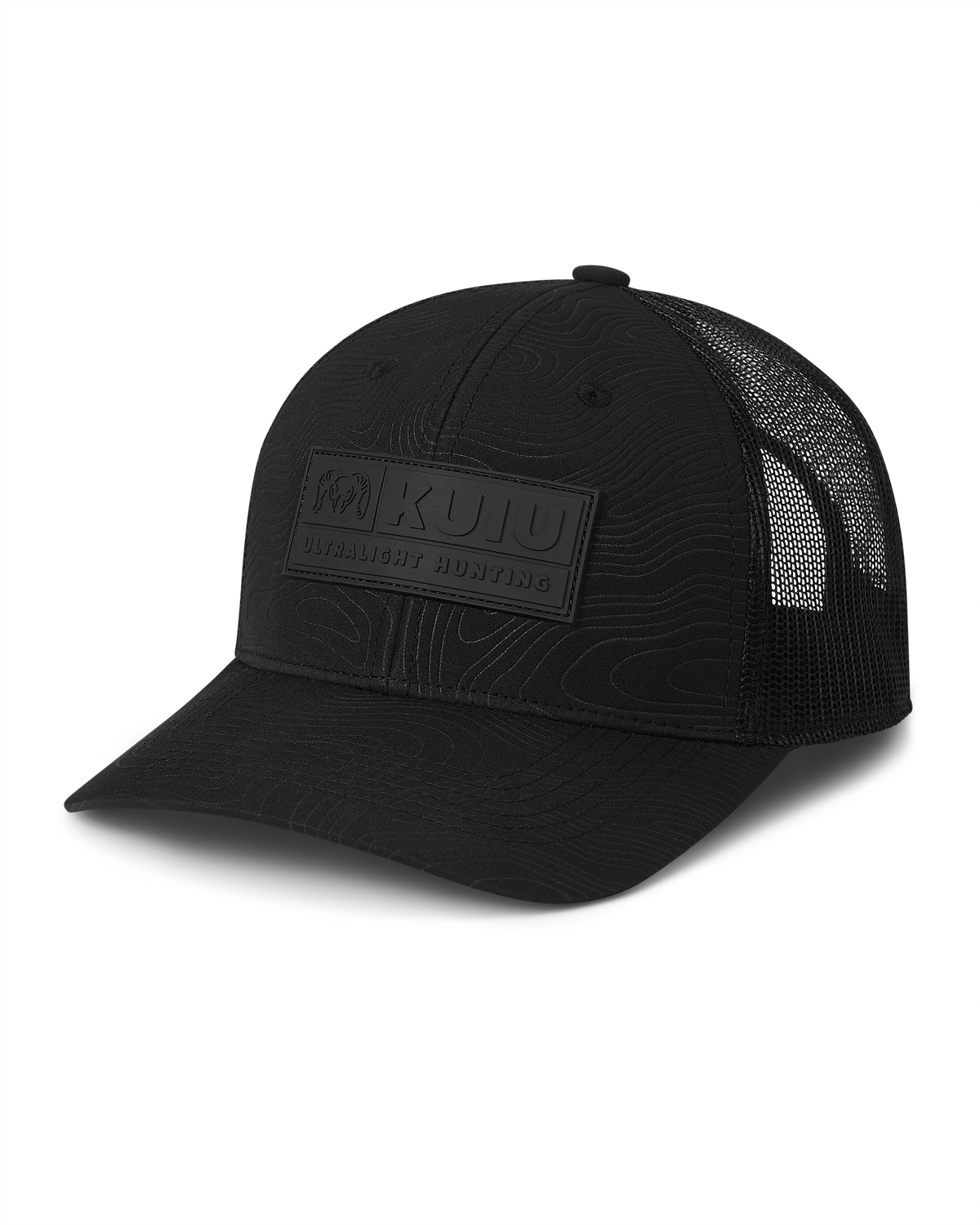 Front of KUIU Topo Patch Hat in Black/Black