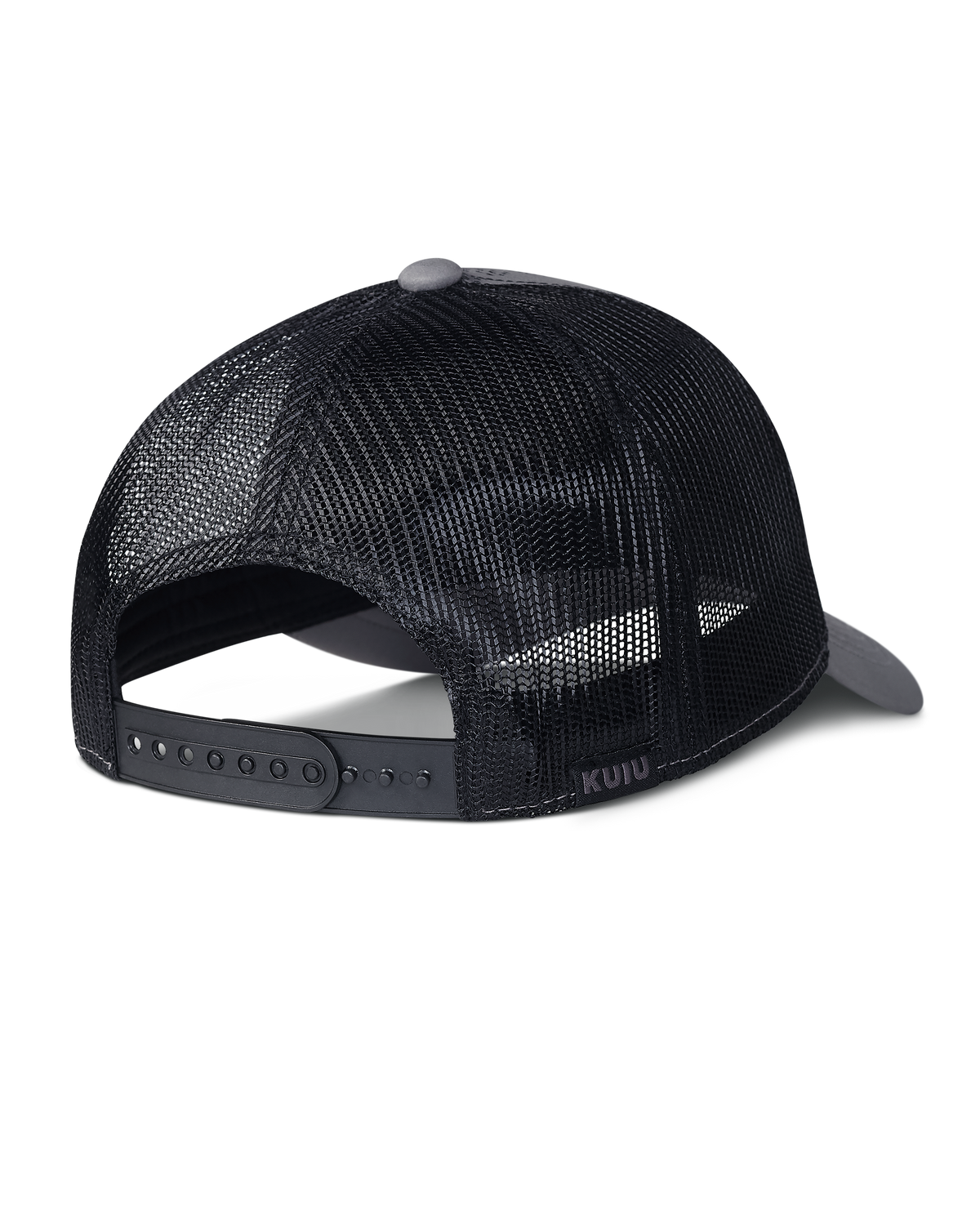 Back of KUIU Logo Patch Hat in Grey/Black