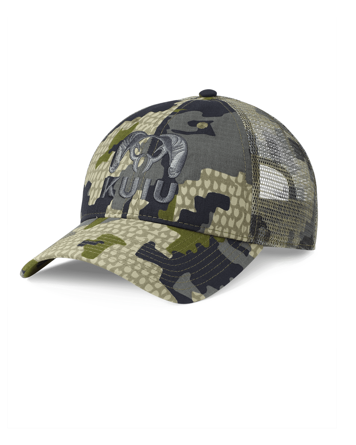 Front of ICON Mesh Back CORDURA Hat in Verde Camouflage