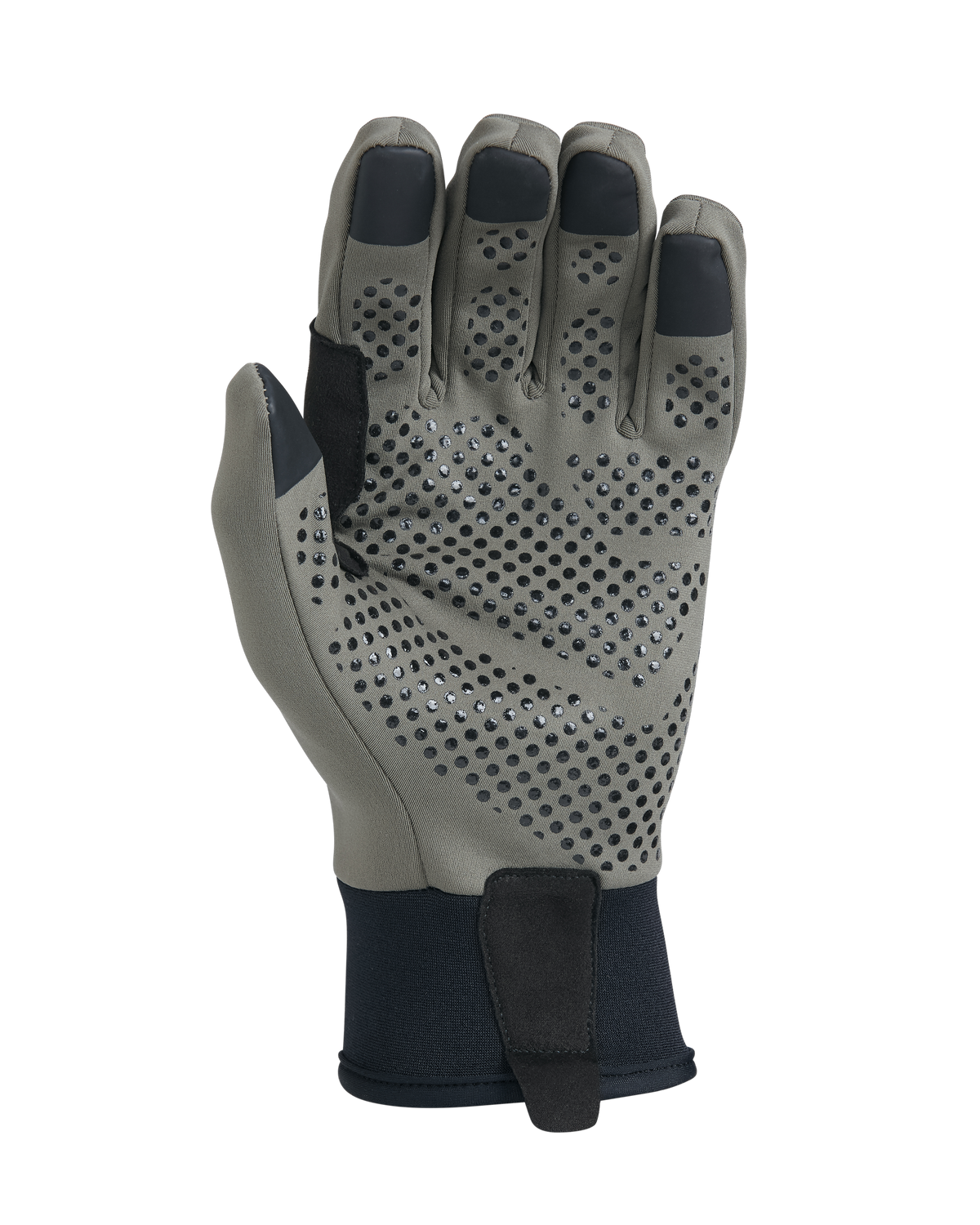 Back of Axis Glove in Ash Brown Color Highlighting Conductive Finger and Thumb Tips