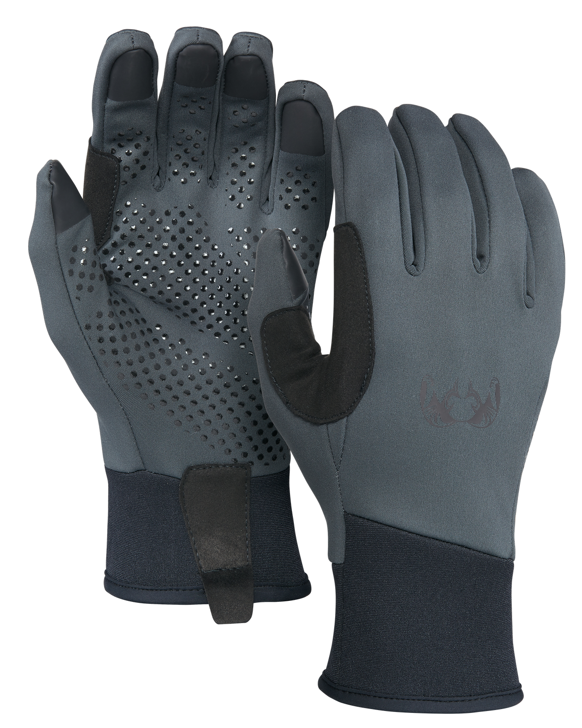 Front and Back of Axis Glove in Gunmetal Grey Color