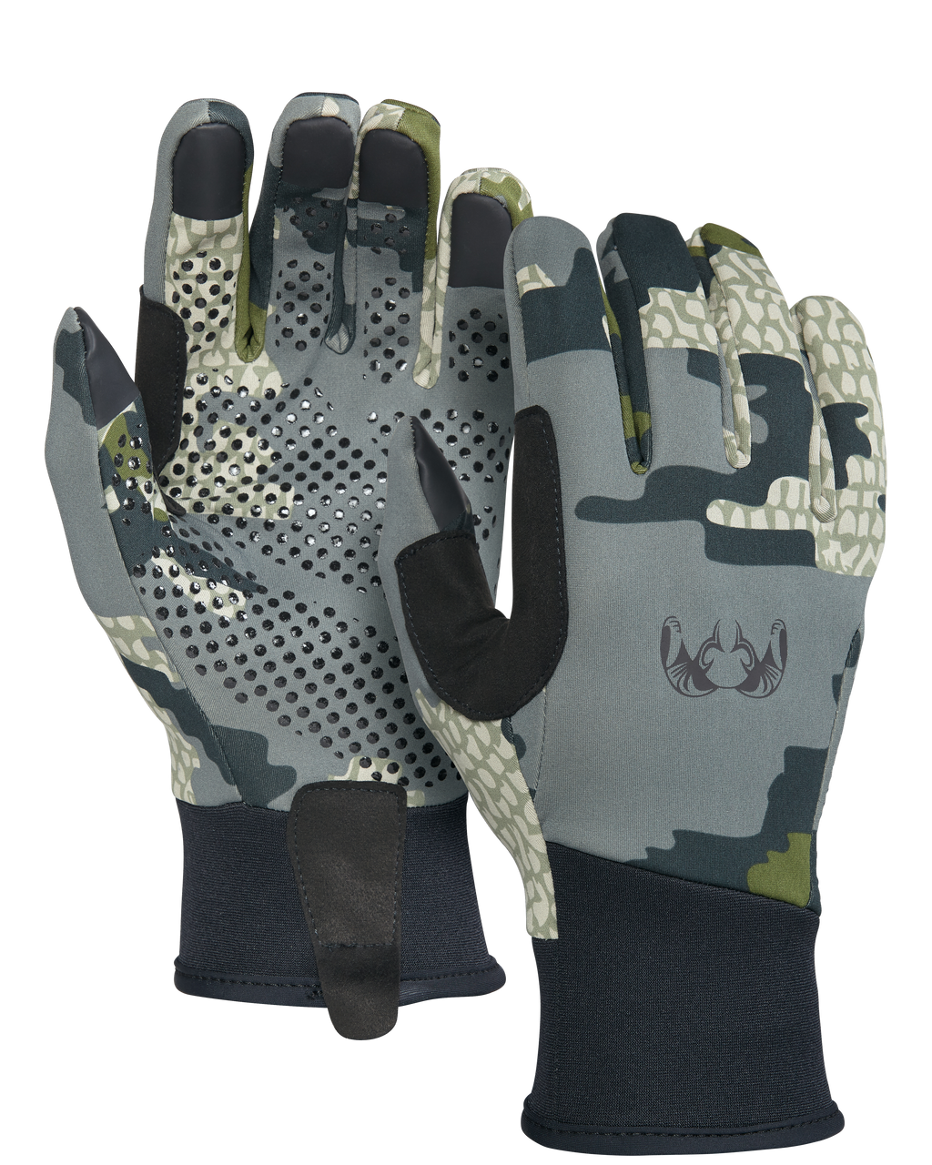 Front and Back of Axis Glove in Verde Camouflage