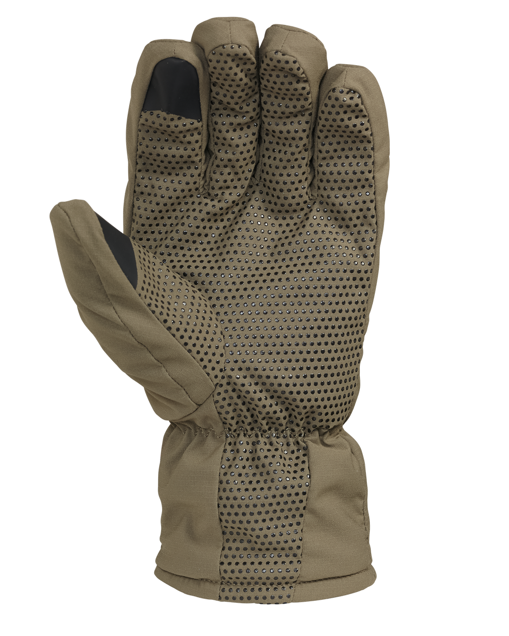 Palm of Kenai Packable Glove in Ash Brown Color Highlighting Conductive Index Finger and Thumb for Smartphone Use
