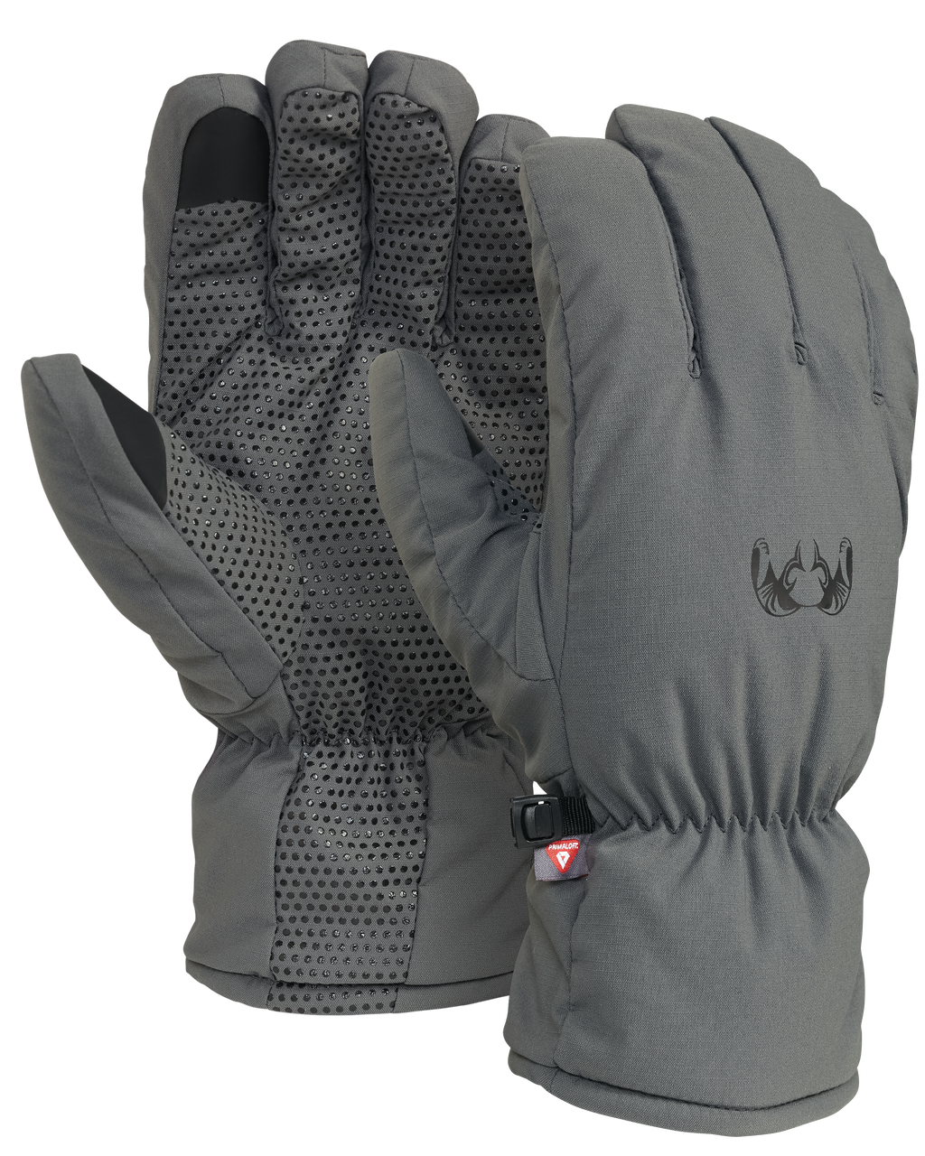 Front and Back of Kenai Packable Glove in Gunmetal Grey Color