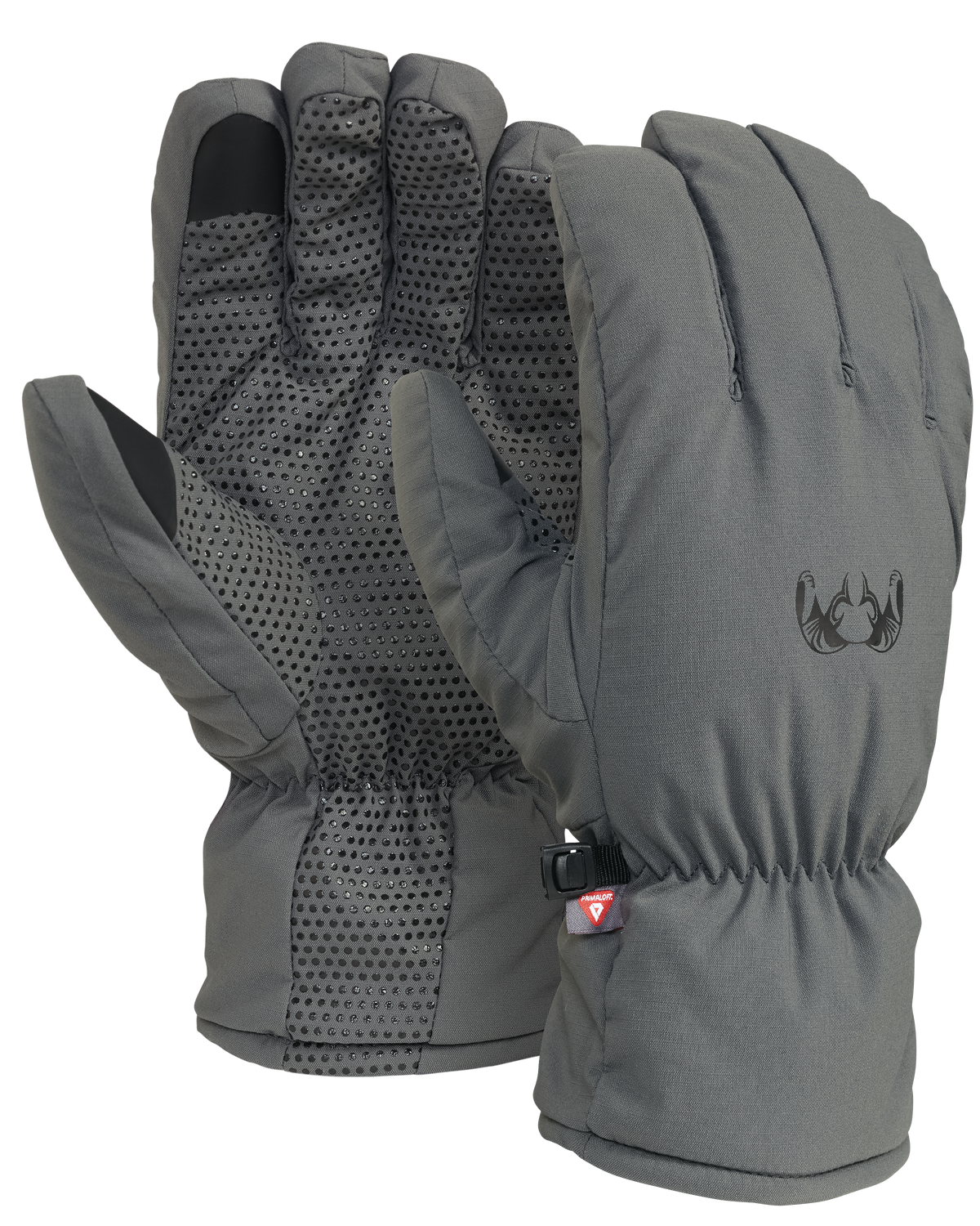 Front and Back of Kenai Packable Glove in Gunmetal Grey Color