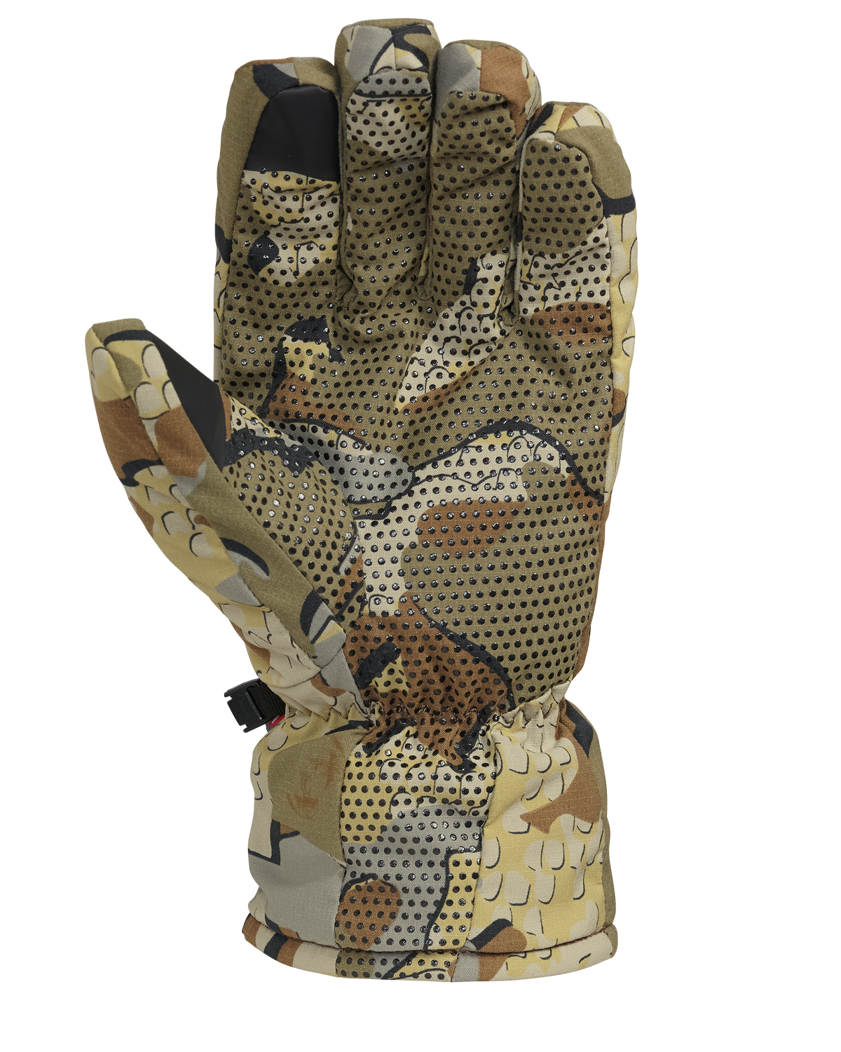 Palm of Kenai Packable Glove in Valo Camouflage Highlighting Conductive Index Finger and Thumb for Smartphone Use