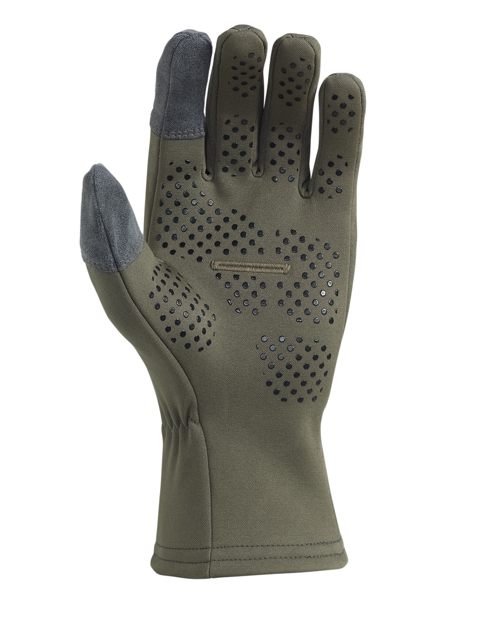 Palm View of StrongFleece 290 Glove in Ash Brown, Highlighting Silicone Dot Matrix Grip