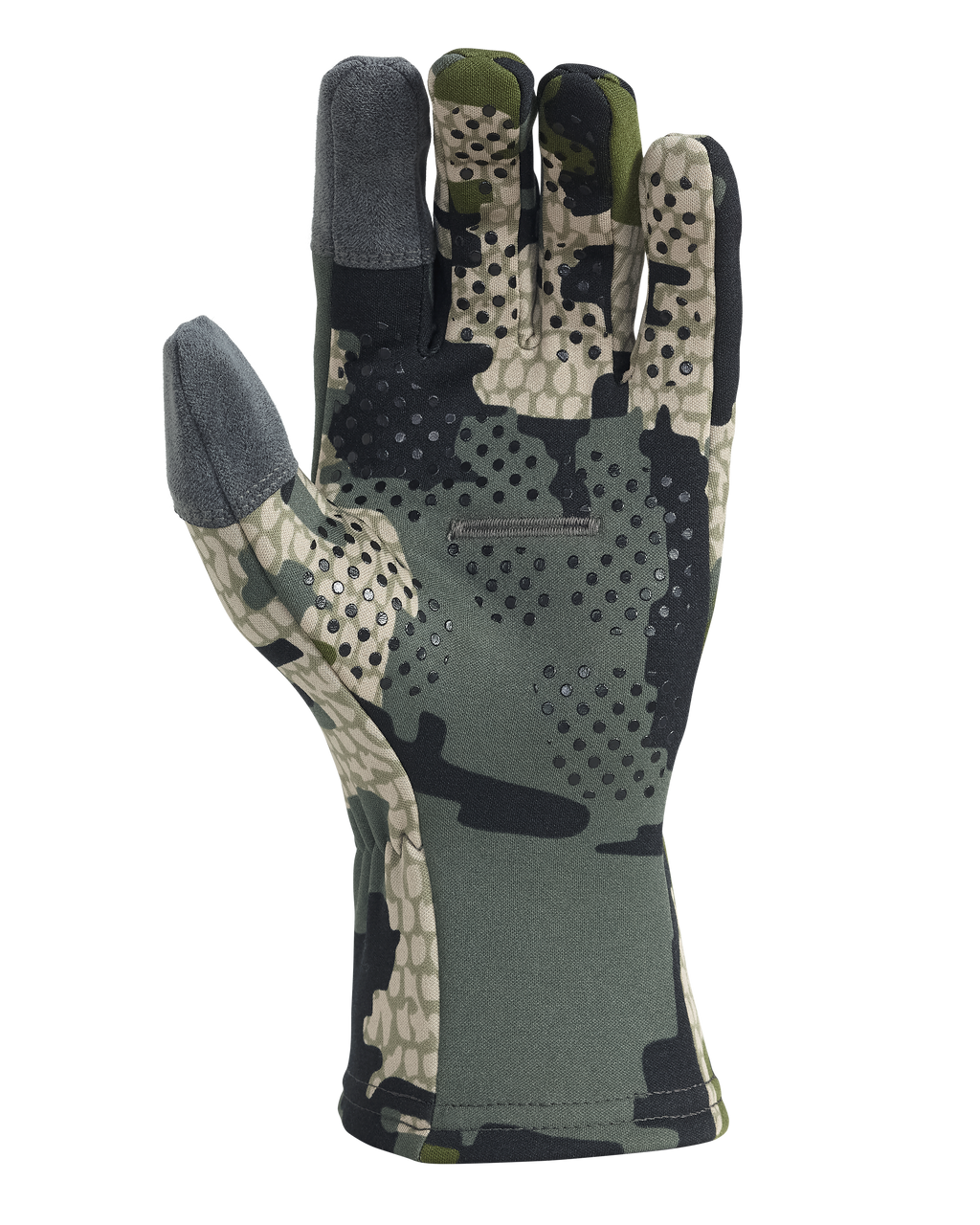Palm View of StrongFleece 290 Glove in Verde Camouflage, Highlighting Silicone Dot Matrix Grip