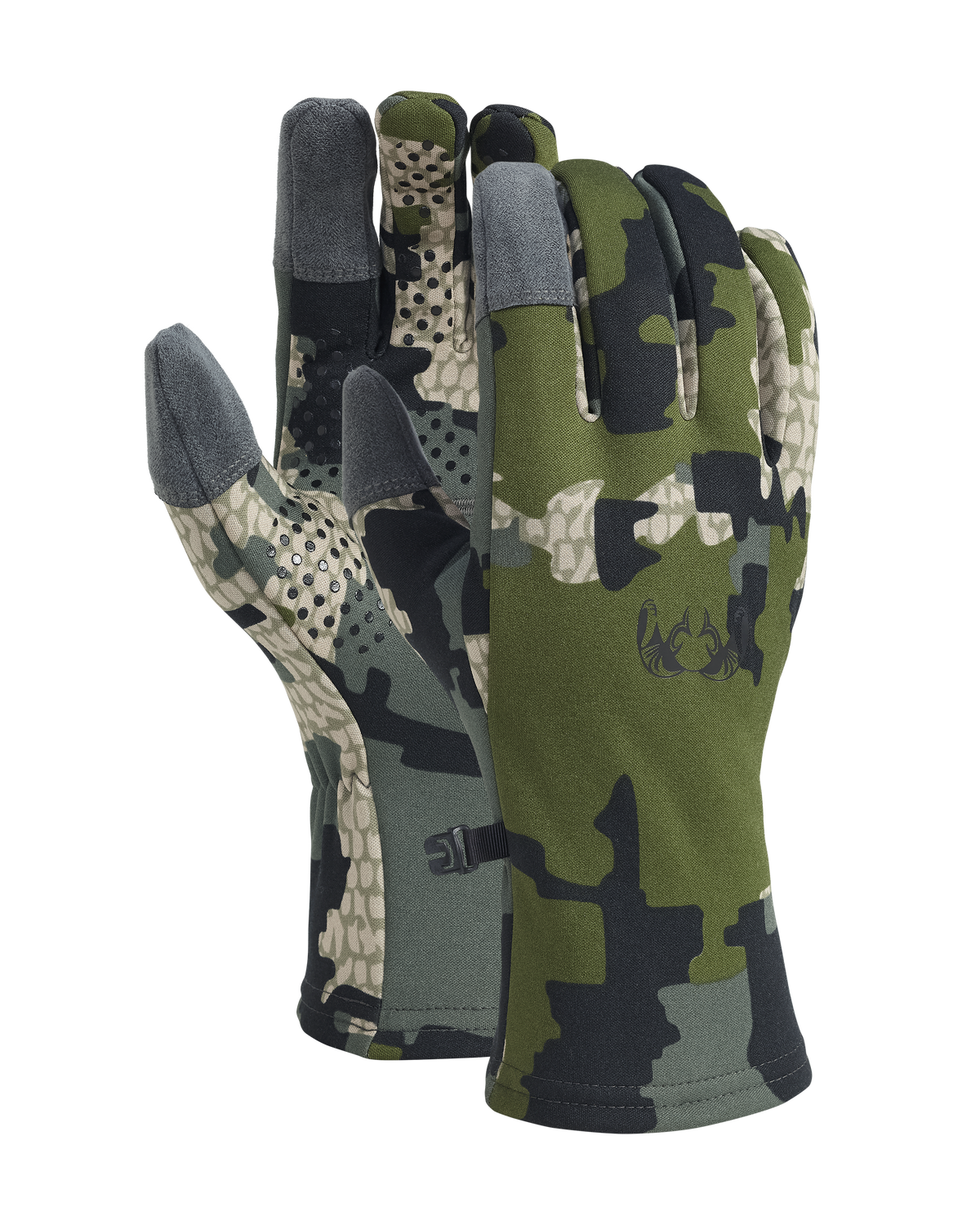 Front and Back of StrongFleece 290 Glove in Verde Camouflage