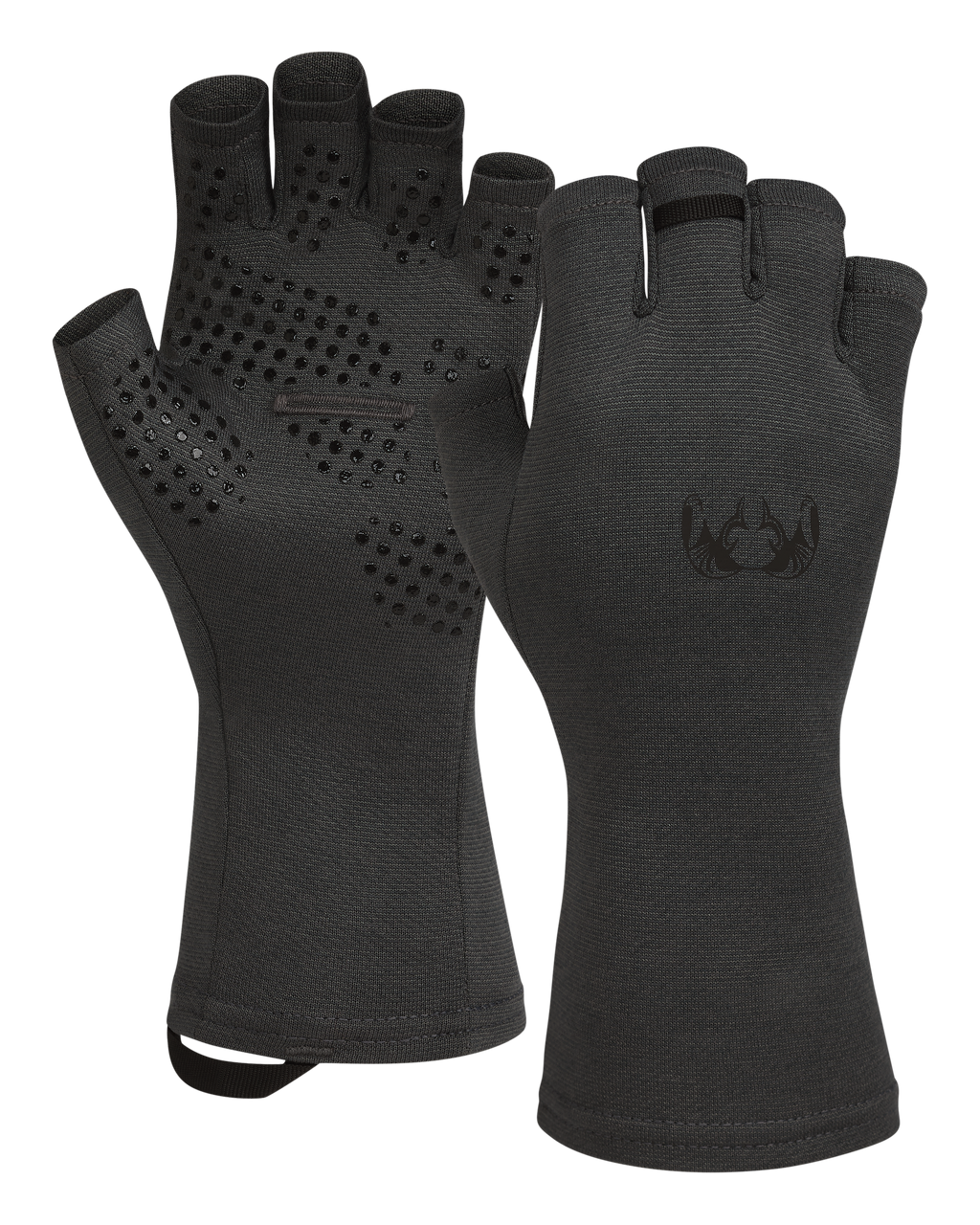Front and Back of Ultra Merino 210 Fingerless Glove in Asphalt Grey