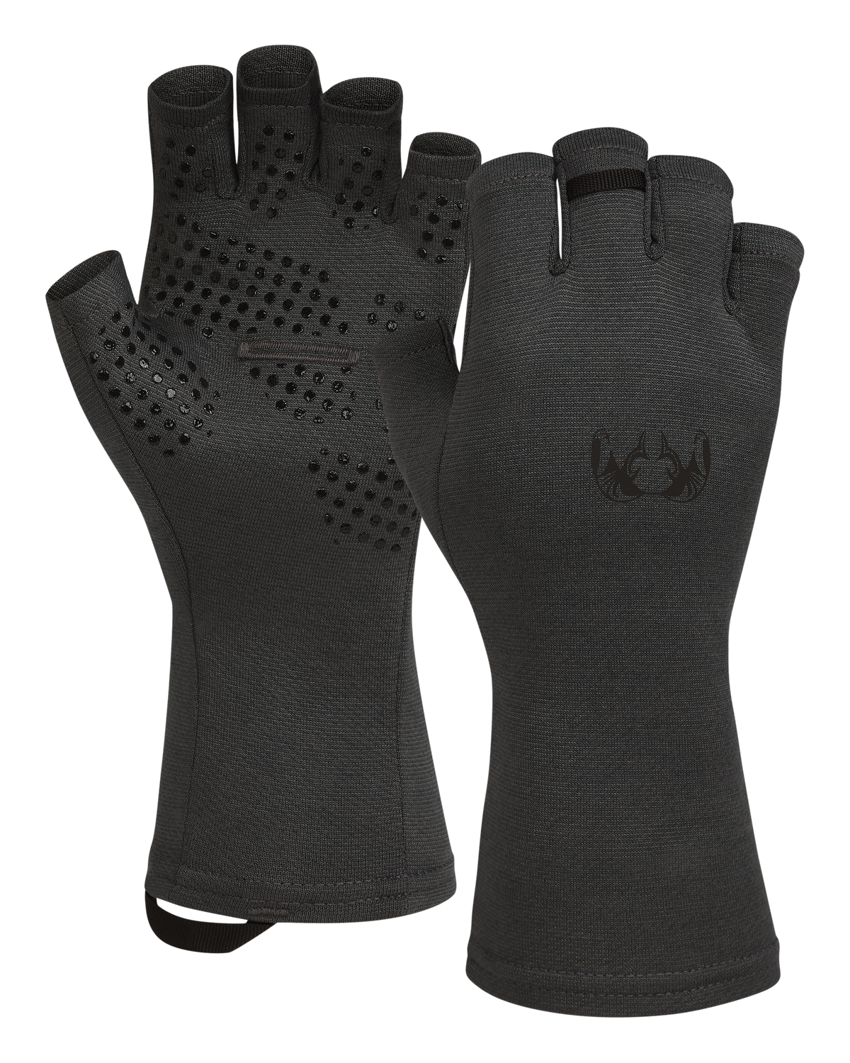 Front and Back of Ultra Merino 210 Fingerless Glove in Asphalt Grey