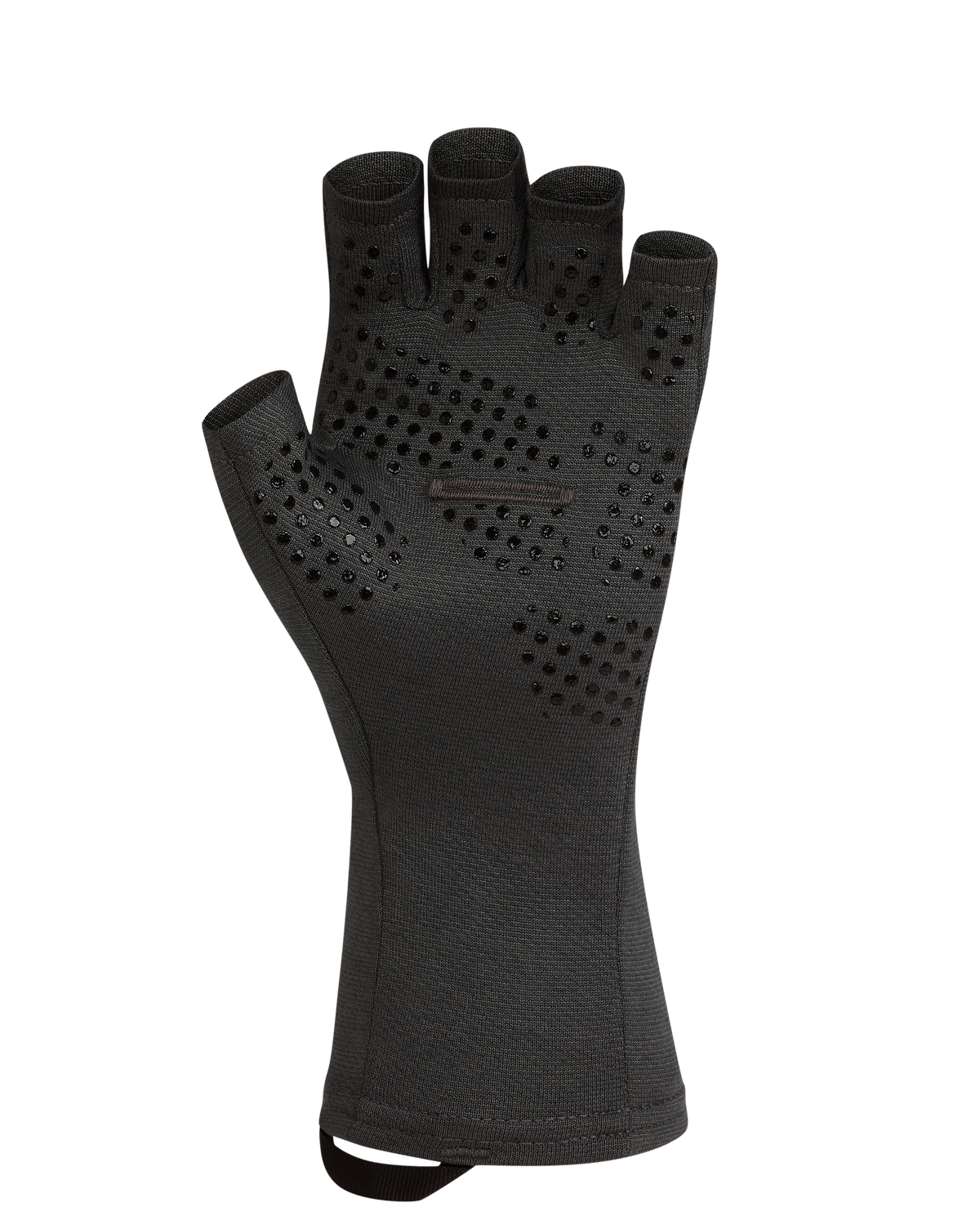 Palm View of Ultra Merino 210 Fingerless Glove in Asphalt Grey, Highlighting the silicone non-slip dots