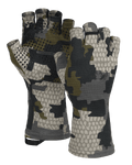 Front and Back of Ultra Merino 210 Fingerless Glove in Verde Camouflage