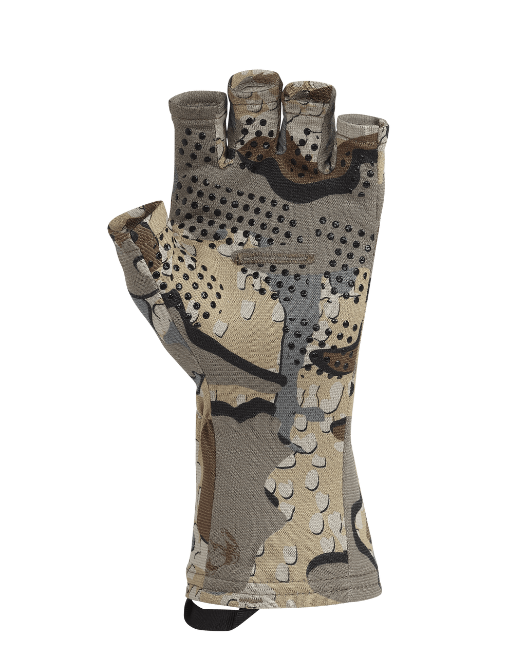 Palm View of Ultra Merino 210 Fingerless Glove in Valo Camouflage, Highlighting the silicone non-slip dots