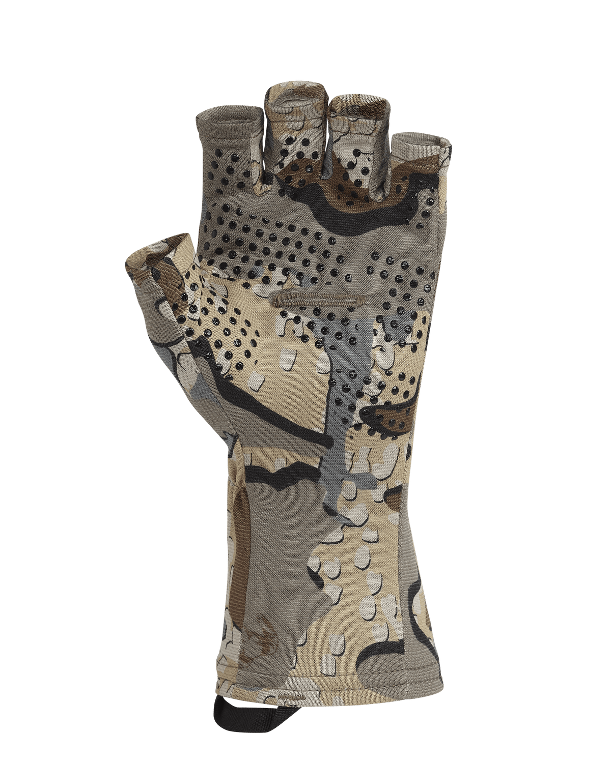 Palm View of Ultra Merino 210 Fingerless Glove in Valo Camouflage, Highlighting the silicone non-slip dots