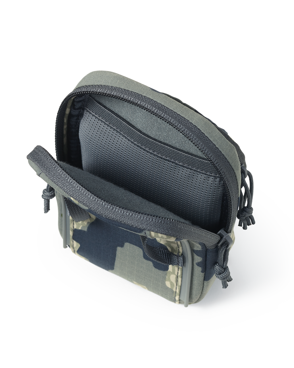 Interior view of the main pouch of the Slate Call Holder in Verde Camouflage