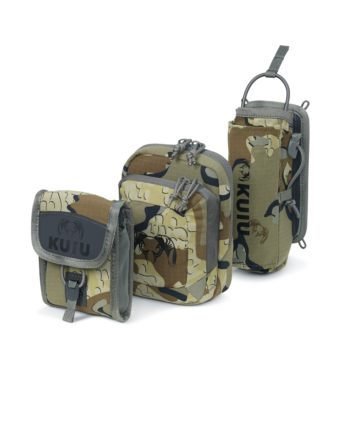 Front of PRO G3 Turkey Kit for the PRO G3 Bino Harness includes Box Call Holder, Slate Call Holder, Rangefinder Holder or Ammo Holder in Valo Camouflage