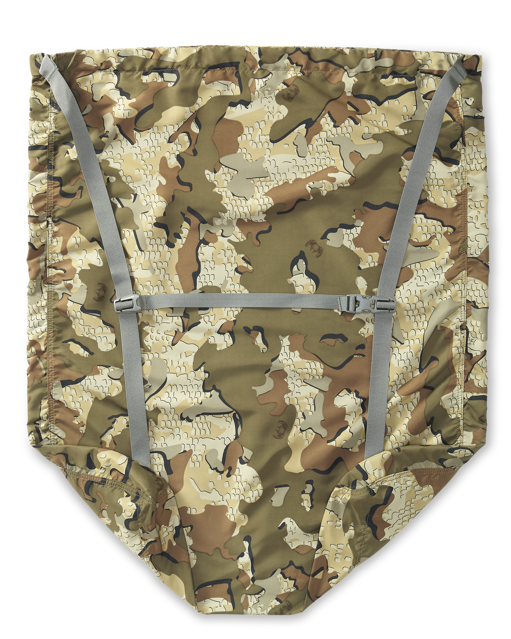 Back view of the turkey carry bag in Valo Camouflage, Highlighting shoulder and chest straps
