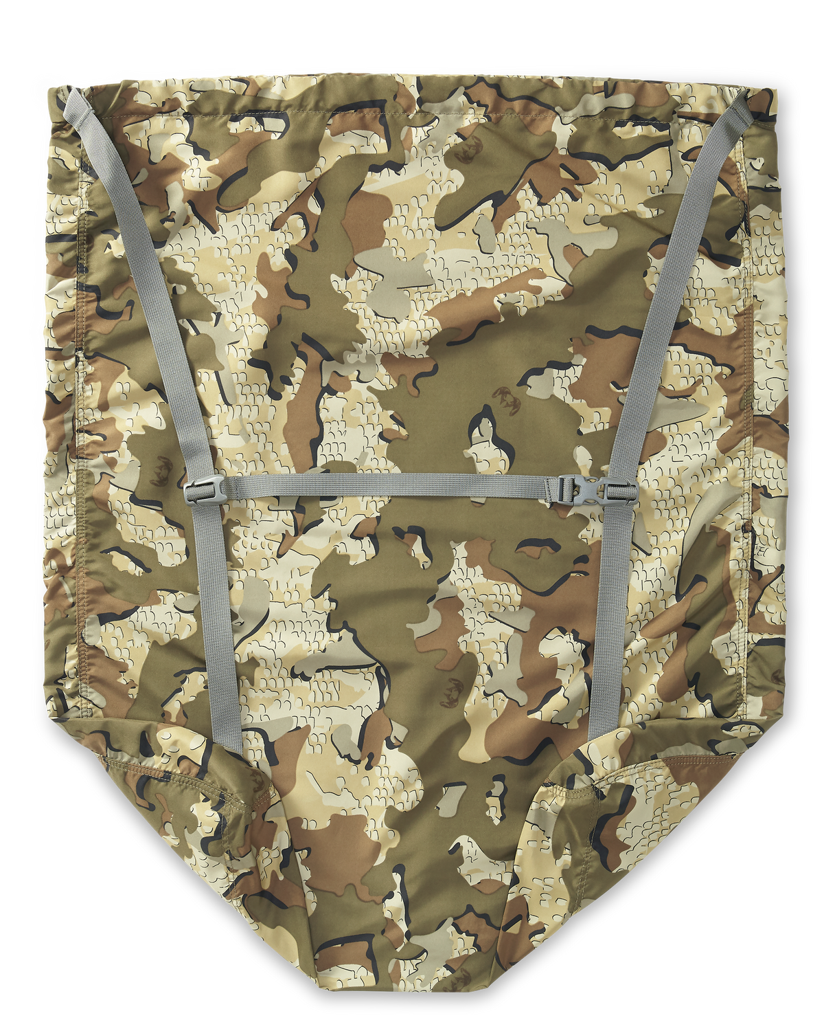 Back view of the turkey carry bag in Valo Camouflage, Highlighting shoulder and chest straps