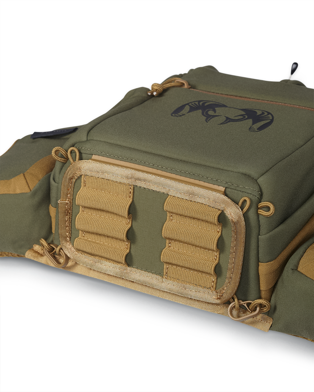 PRO Chest Pack in Evergreen, Highlighting bottom of the main compartment, features track system for bottom ammo holder accessory