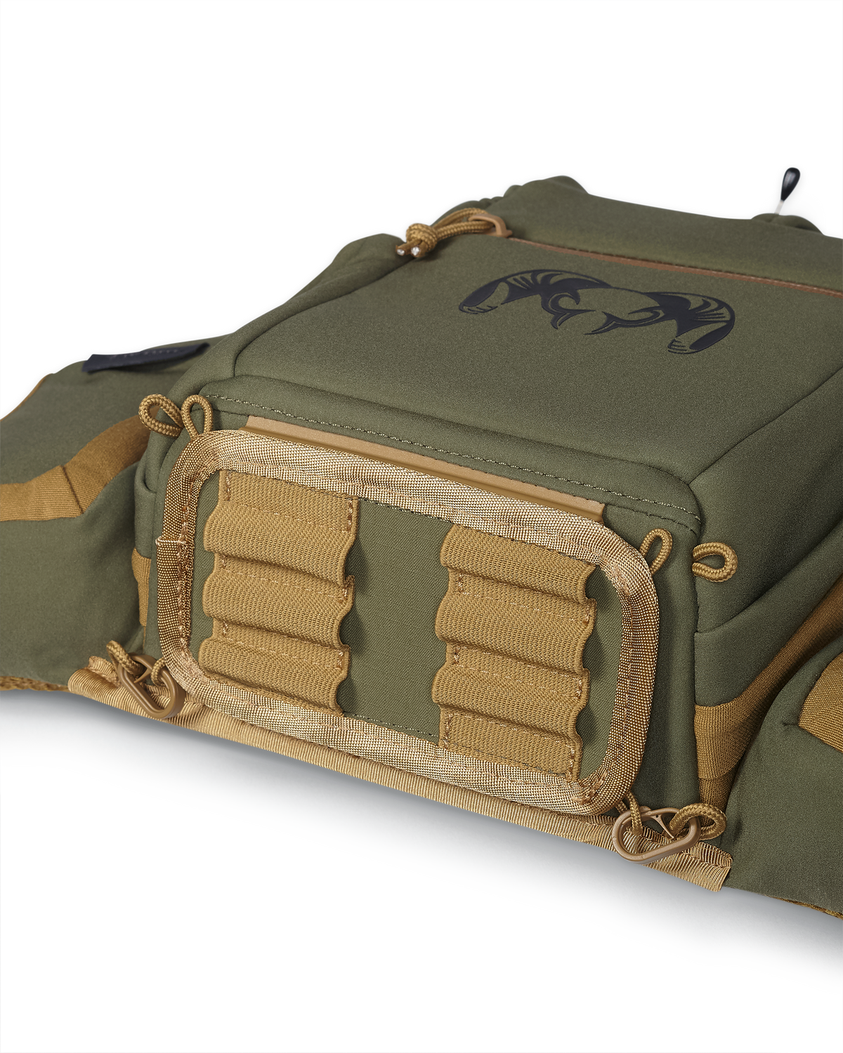 PRO Chest Pack in Evergreen, Highlighting bottom of the main compartment, features track system for bottom ammo holder accessory